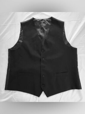Pavaratti St Marcus Men’s Black Suit Vest 46L  Formal Waistcoat Button Front